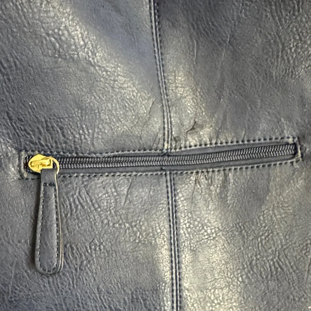 Navy Studded Hobo Bag with Tassel Accent